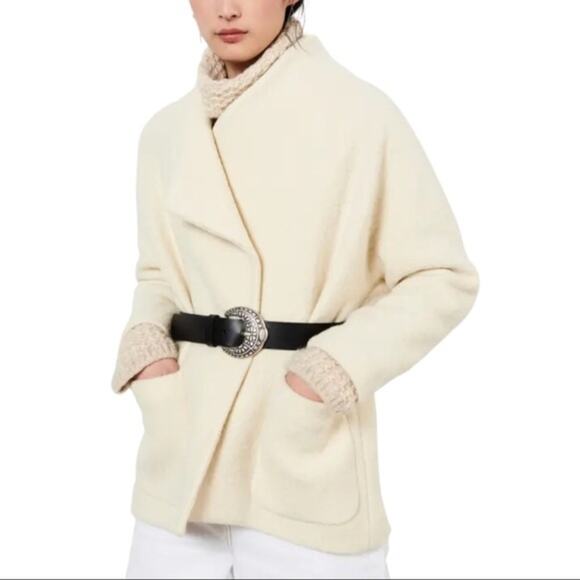 ba&sh Cliff Wool Belted Coat Ecru NWOT Large - Picture 1 of 13